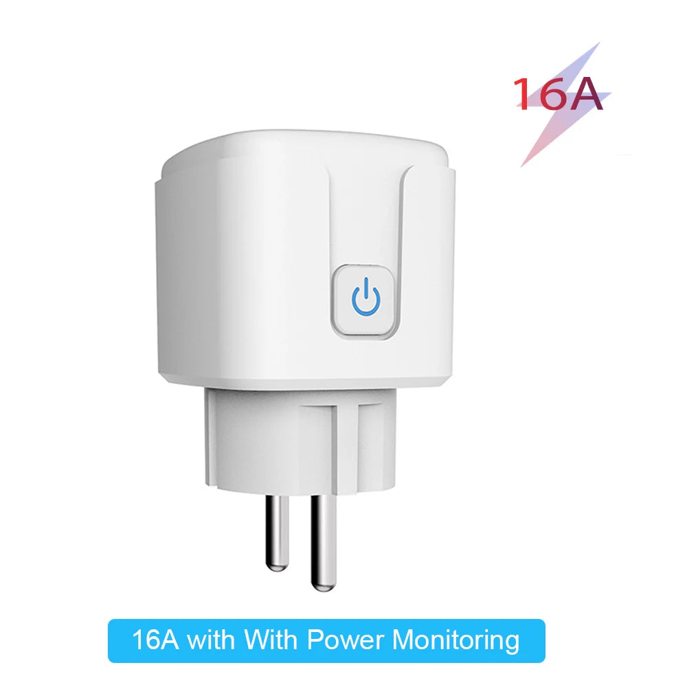 Tuya 16A,20A Smart Plug Wifi Socket EU Power Monitoring Timing Function Works with Alexa, Google Home, Alice, Smart Life Home
