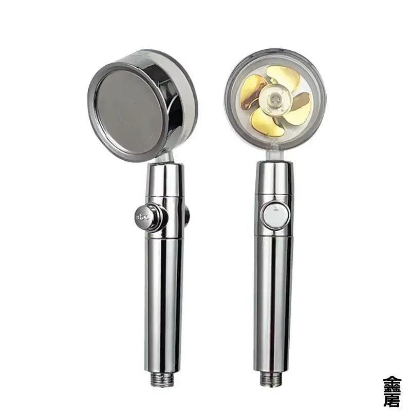 Pressurized Shower Head Water Saving 360 Rotating Twin Turbo Pressurized Propeller Fan Shower Head Bathroom Accessories